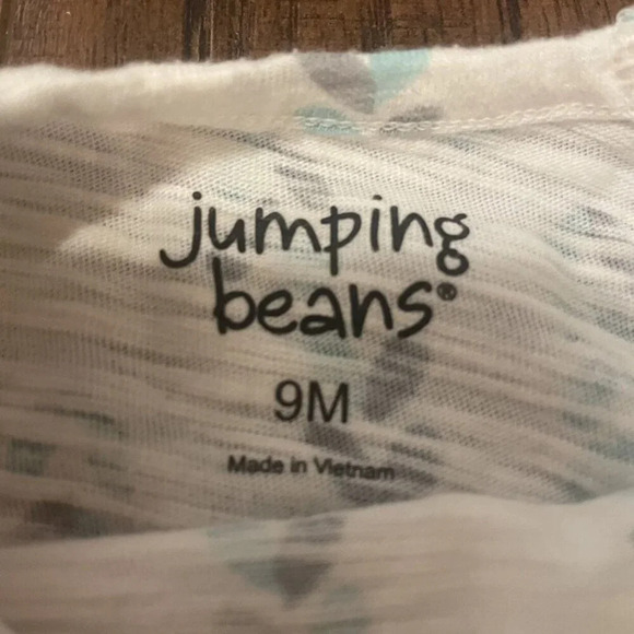 9M Jumping Beans Blue & Gray Heart Tee, Peplum, Long Sleeve, Lightweight - Picture 3 of 3